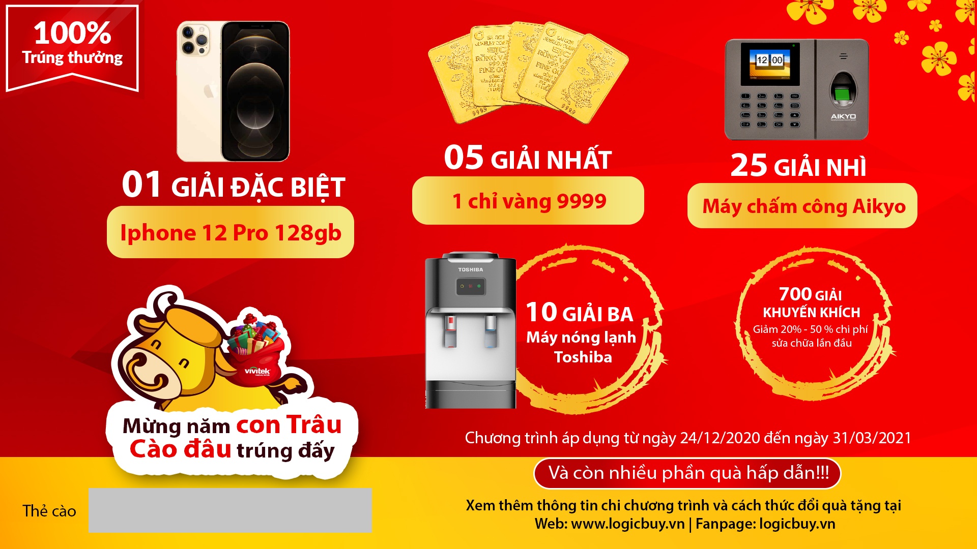 Chương trình khuyễn mãi Máy chiếu “Mừng năm con Trâu – Cào đâu Trúng Đó”